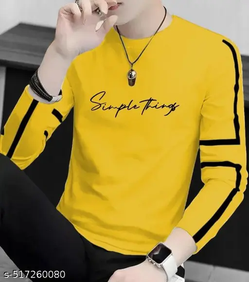 Stay Ahead Of The Fashion Game With The Full Sleeve Printed Round Neck T-Shirt Made With A Soft Cotton for men